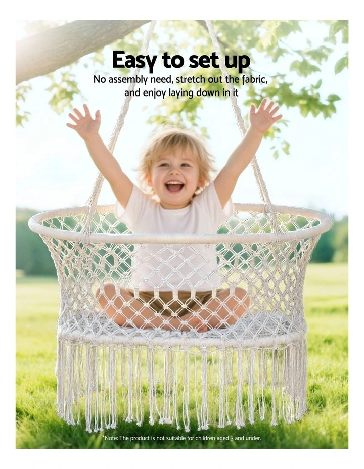 Hammock Chair Cotton Swing Chair in Cream image 6