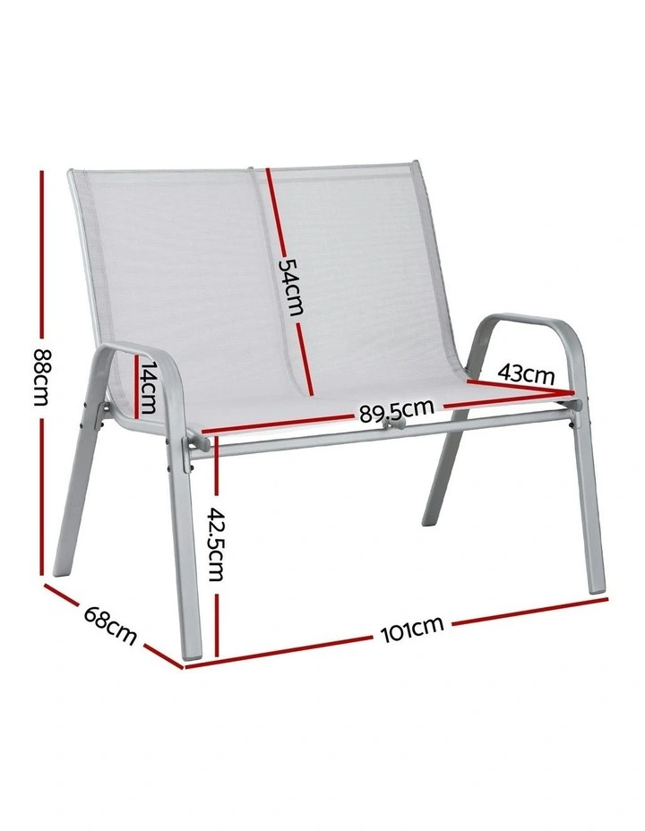 Garden Bench Seat Steel Outdoor Patio Park Lounge Backyard Chair in Grey image 3