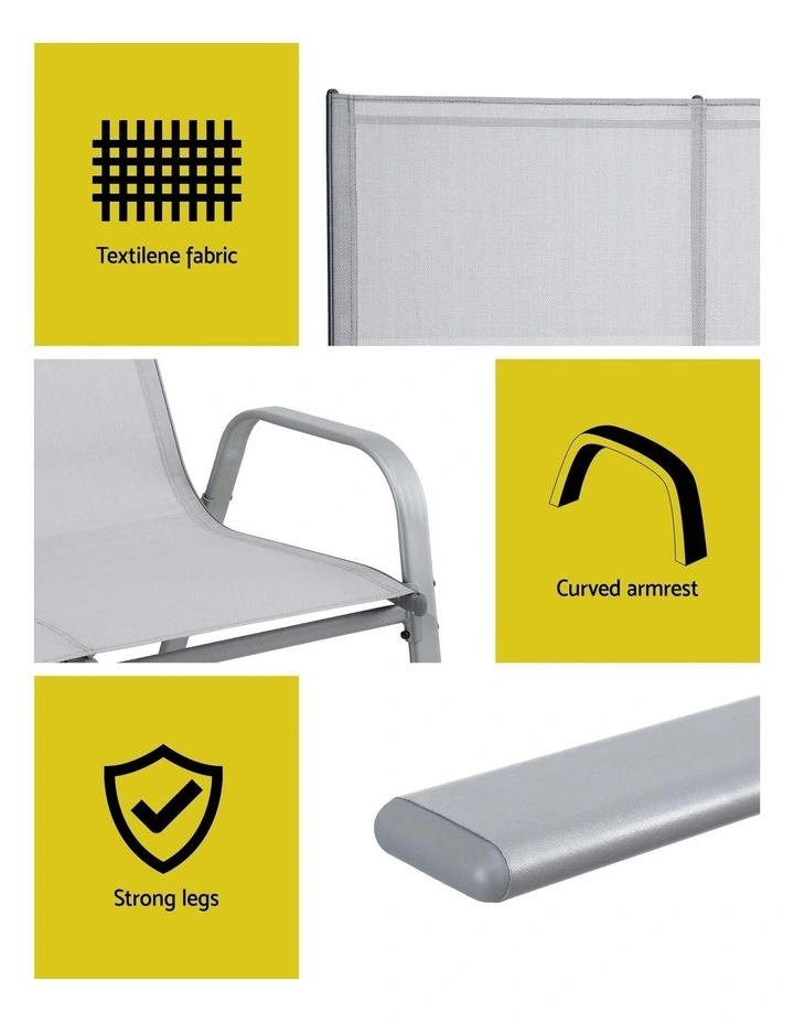 Garden Bench Seat Steel Outdoor Patio Park Lounge Backyard Chair in Grey image 5