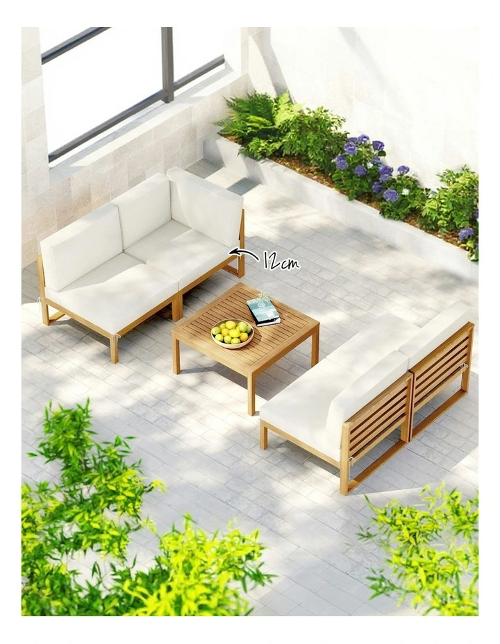 Wooden Lounge Setting 4-Seater Outdoor Sofa Set 5 Picecs in White image 5