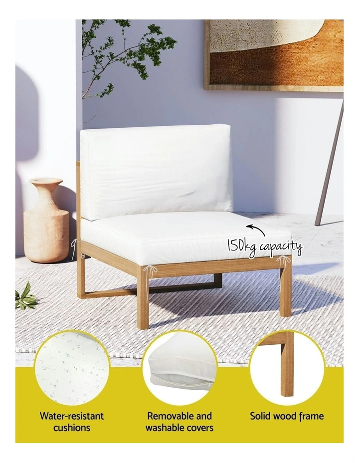 Wooden Lounge Setting 4-Seater Outdoor Sofa Set 5 Picecs in White image 6