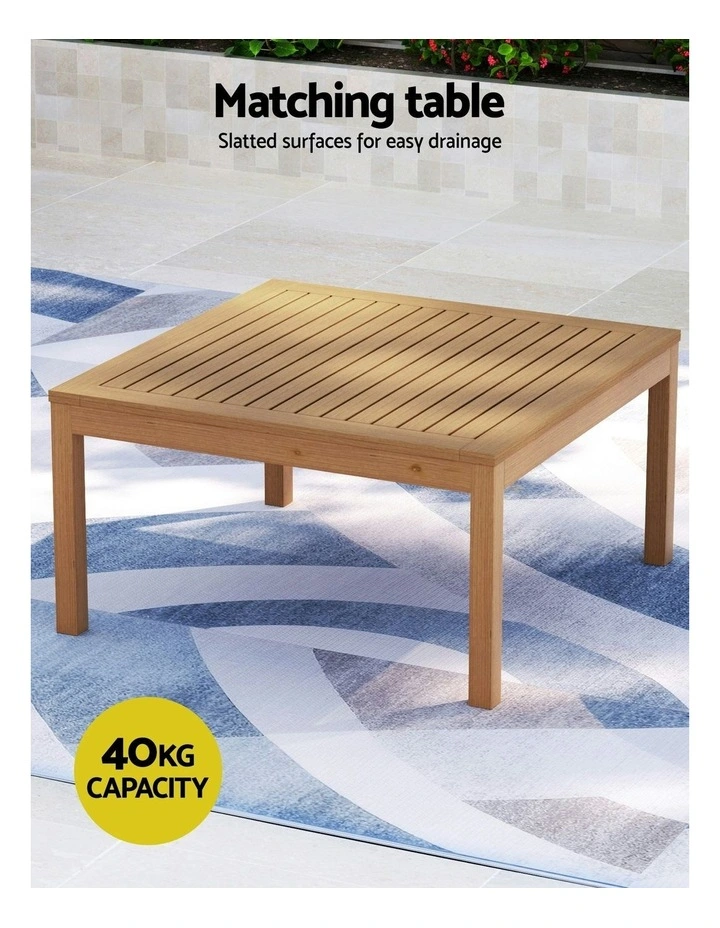 Wooden Lounge Setting 4-Seater Outdoor Sofa Set 5 Picecs in White image 7