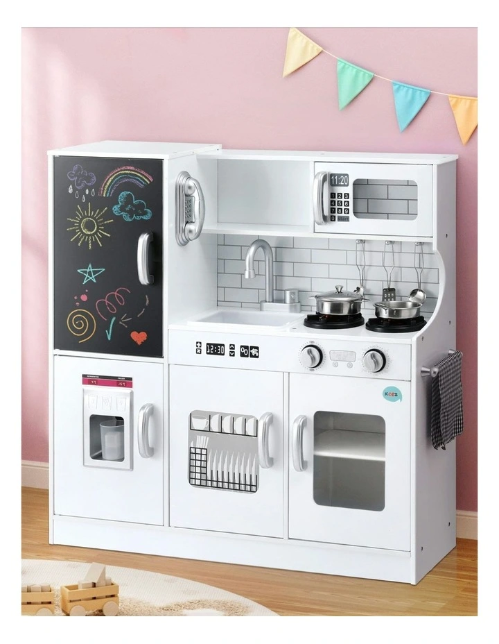 Wooden Pretend Kitchen Play Set 80cm in White image 3