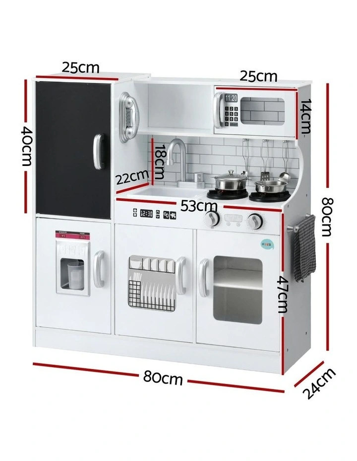 Wooden Pretend Kitchen Play Set 80cm in White image 4
