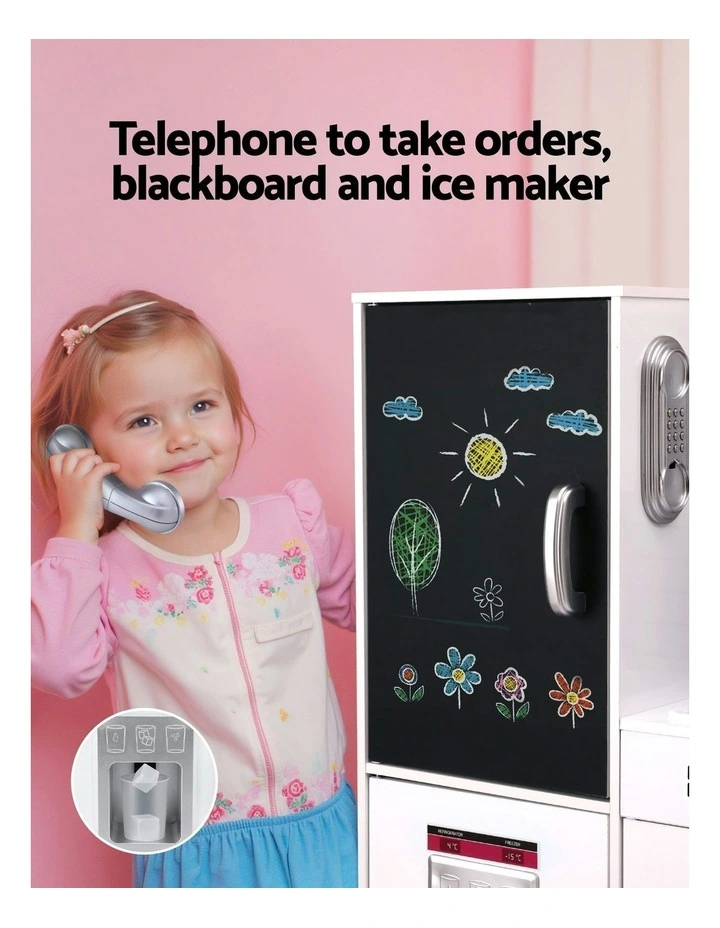 Wooden Pretend Kitchen Play Set 80cm in White image 5