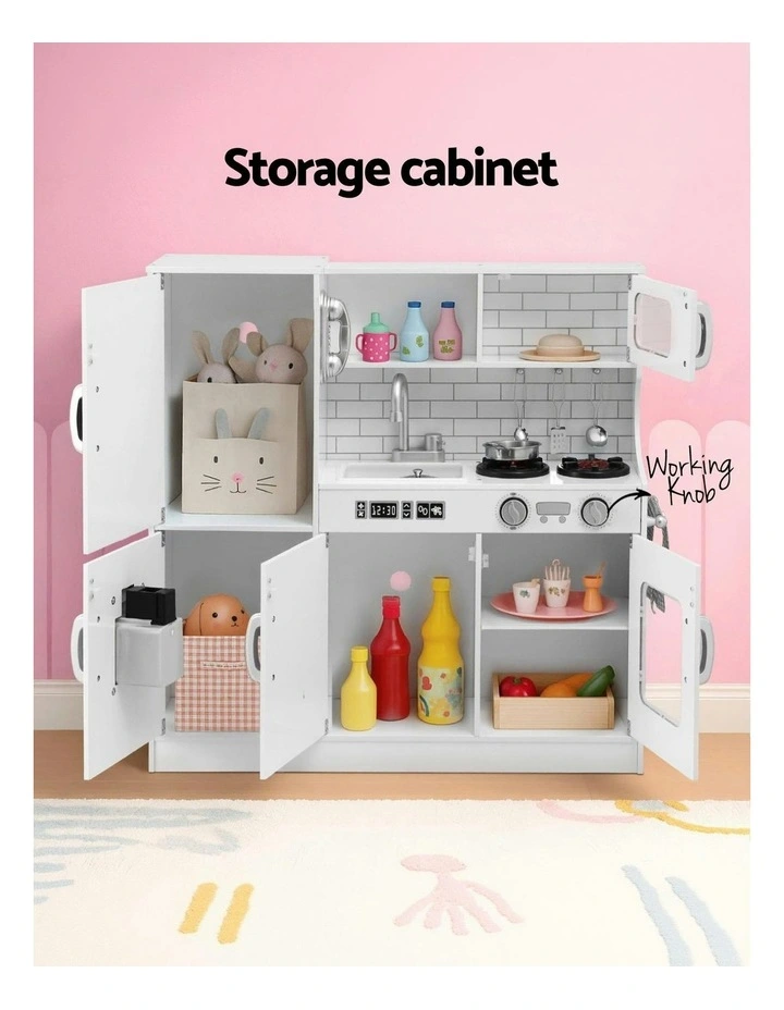 Wooden Pretend Kitchen Play Set 80cm in White image 6