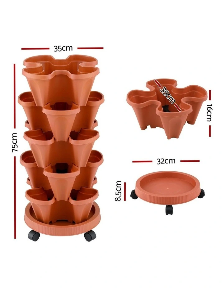 Raised Garden Bed 5 Tier Stackable Planters in Brown image 4