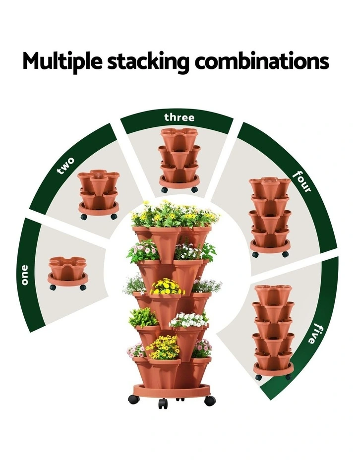 Raised Garden Bed 5 Tier Stackable Planters in Brown image 6