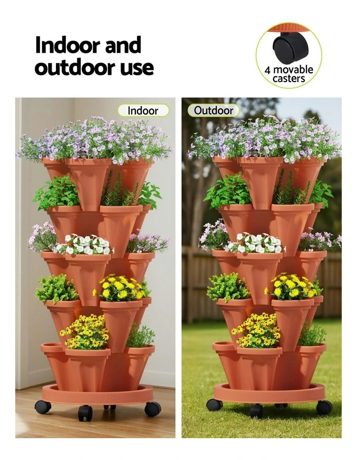 Raised Garden Bed 5 Tier Stackable Planters in Brown image 7
