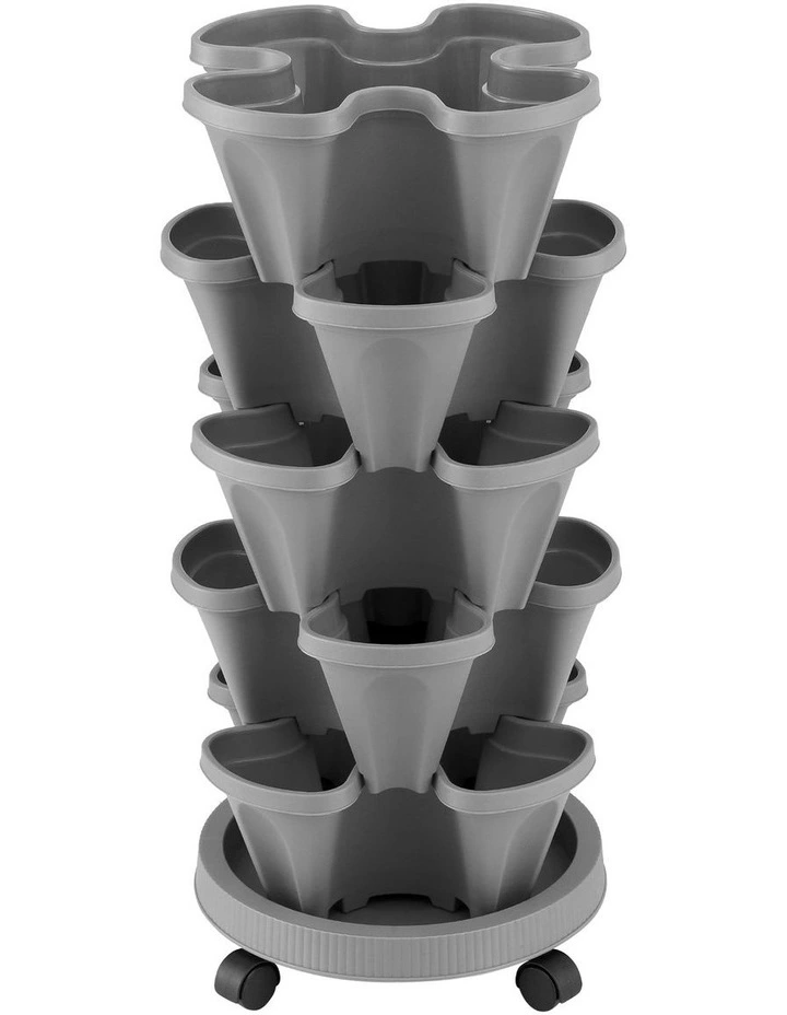 Raised Garden Bed 5 Tier Stackable Planters in Brown image 2