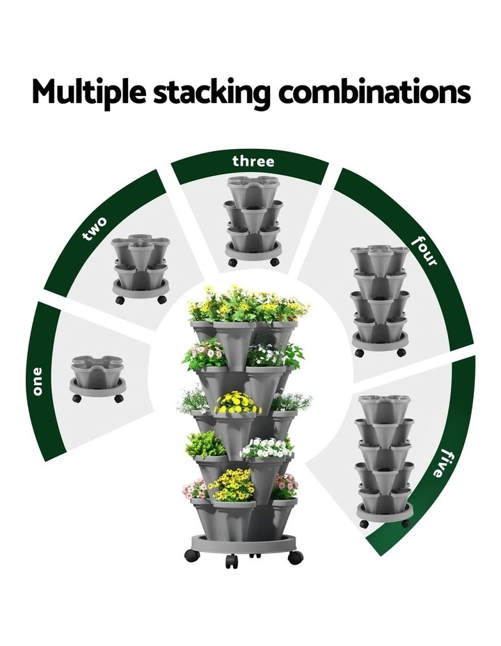 Raised Garden Bed 5 Tier Stackable Planters in Brown image 6