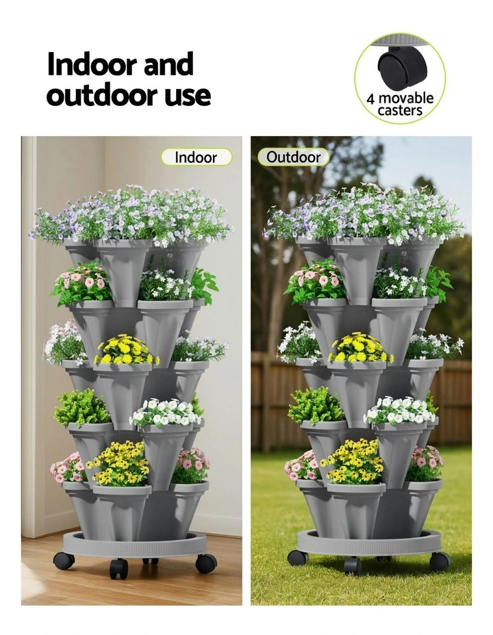 Raised Garden Bed 5 Tier Stackable Planters in Brown image 7