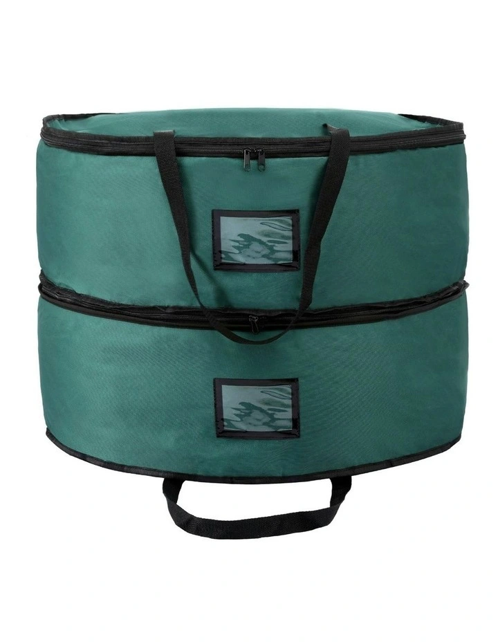 Garland Wreath Storage Bag 2-Tier Ornaments Holder 60cm in Green image 2