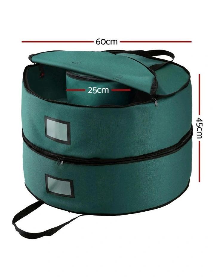Garland Wreath Storage Bag 2-Tier Ornaments Holder 60cm in Green image 4