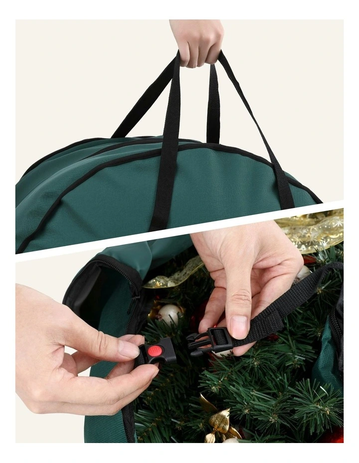 Garland Wreath Storage Bag 2-Tier Ornaments Holder 60cm in Green image 7