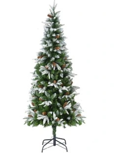 Pine Cones Led Flocking Xmas Tree 680 Tips 190cm in Green
