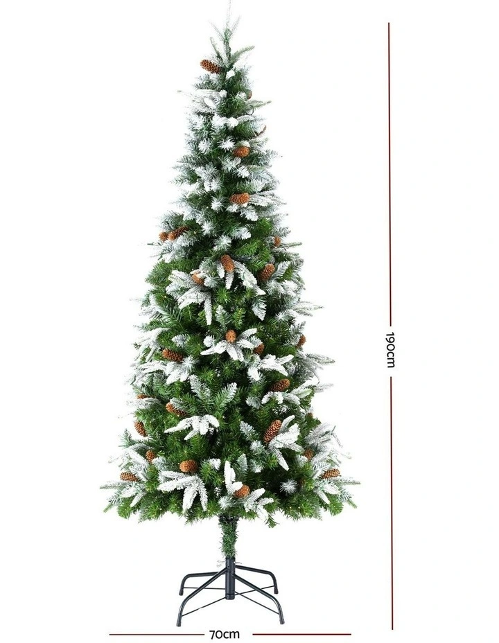 Pine Cones Led Flocking Xmas Tree 680 Tips 190cm in Green image 3