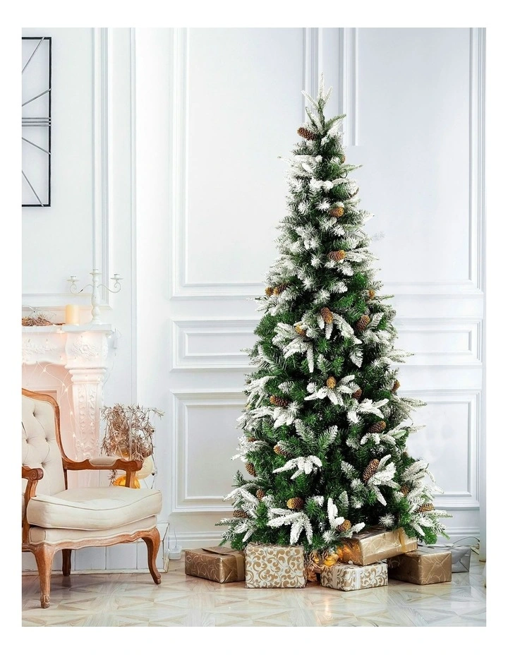 Pine Cones Led Flocking Xmas Tree 680 Tips 190cm in Green image 4
