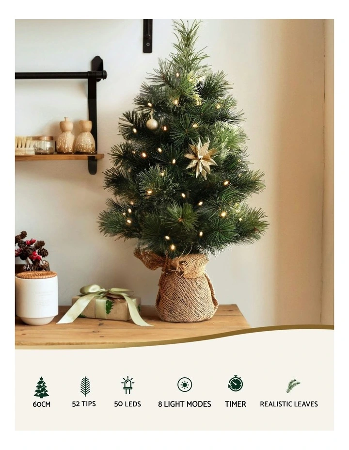 Mini Tabletop 8 Light Modes Timer Xmas Tree 60cm in Green image 5