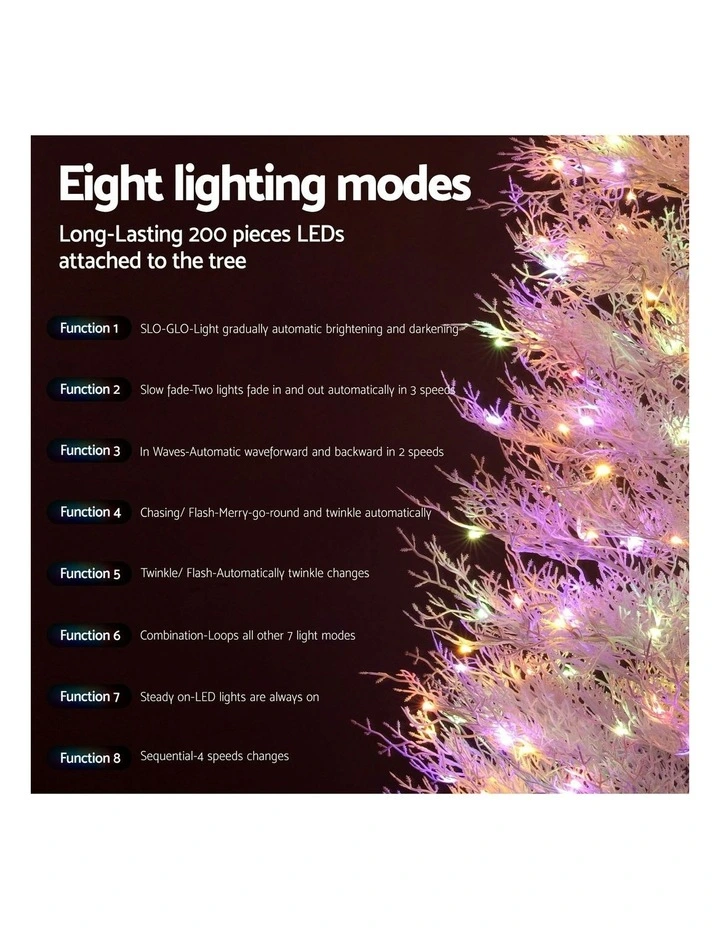 Led Christmas Tree 8 Modes Adjustable Light Snowy 1.8M in Multi image 6
