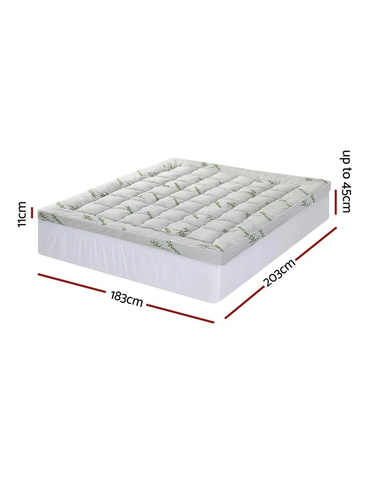 King Bedding Pillowtop Topper 11cm in Green/White image 4