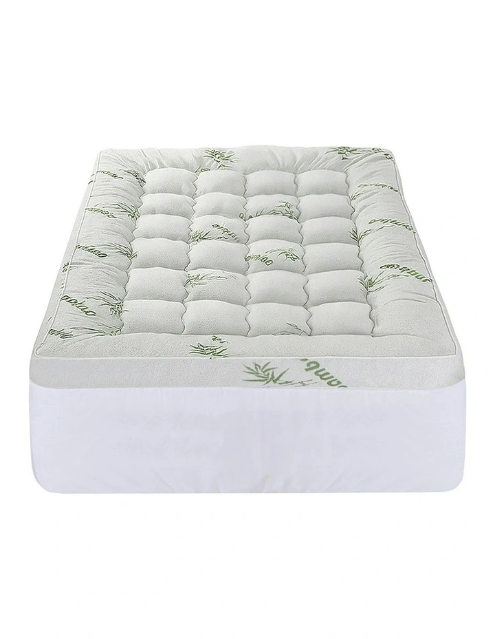 Single Bedding Pillowtop Topper 11cm in Green/White image 2