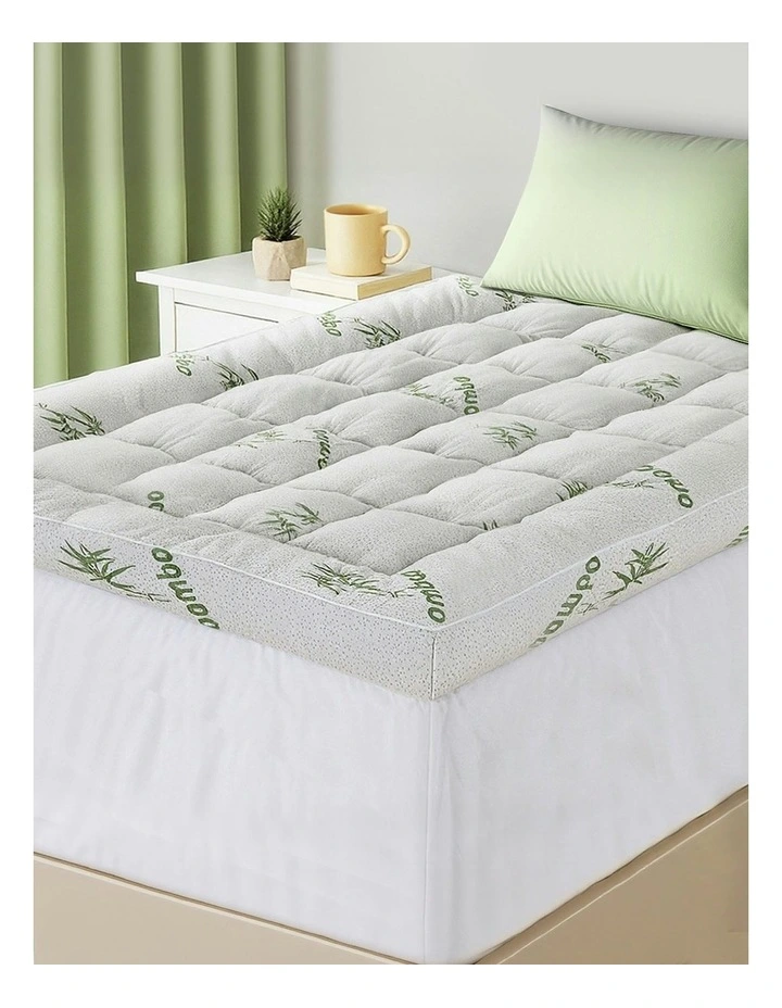 Single Bedding Pillowtop Topper 11cm in Green/White image 3