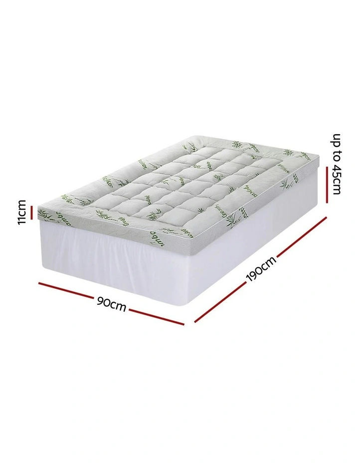 Single Bedding Pillowtop Topper 11cm in Green/White image 4