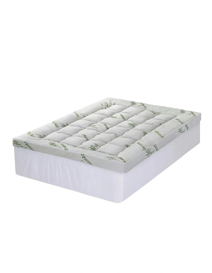 Double Bedding Pillowtop Topper 11cm in Green/White image 1