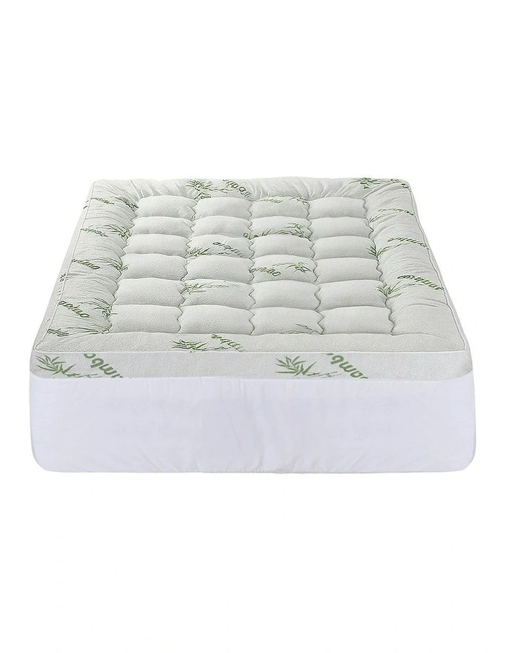 Double Bedding Pillowtop Topper 11cm in Green/White image 2