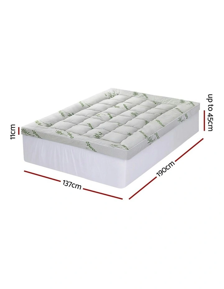 Double Bedding Pillowtop Topper 11cm in Green/White image 4