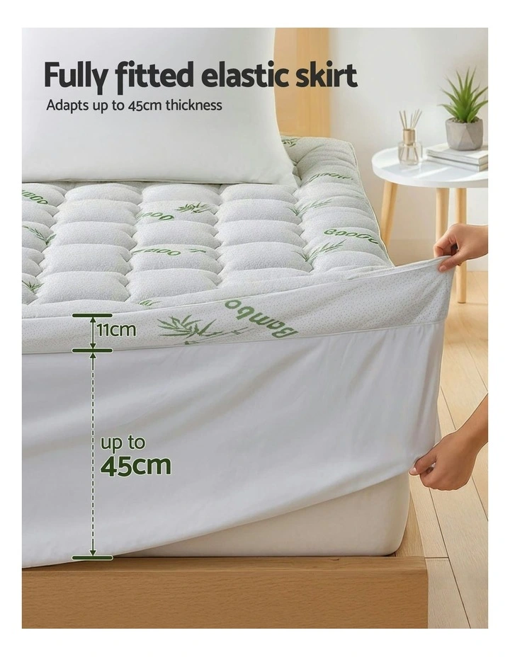 Double Bedding Pillowtop Topper 11cm in Green/White image 7