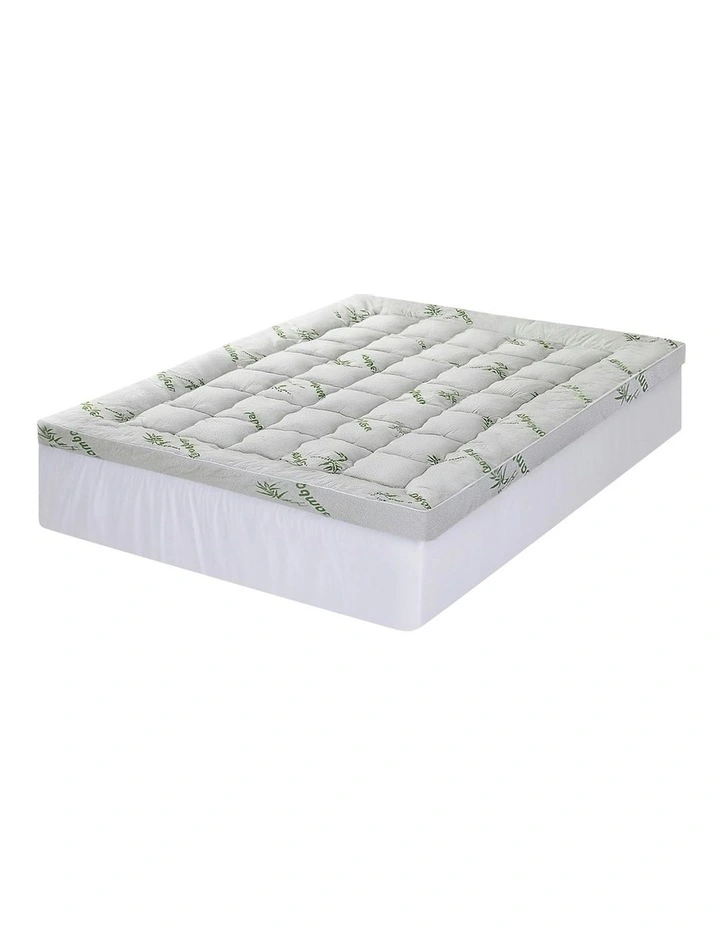 Queen Bedding Pillowtop Topper 11cm in Green/White image 1