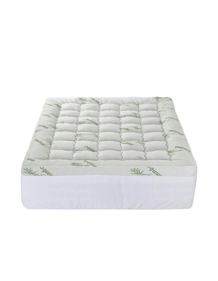 Queen Bedding Pillowtop Topper 11cm in Green/White image 2