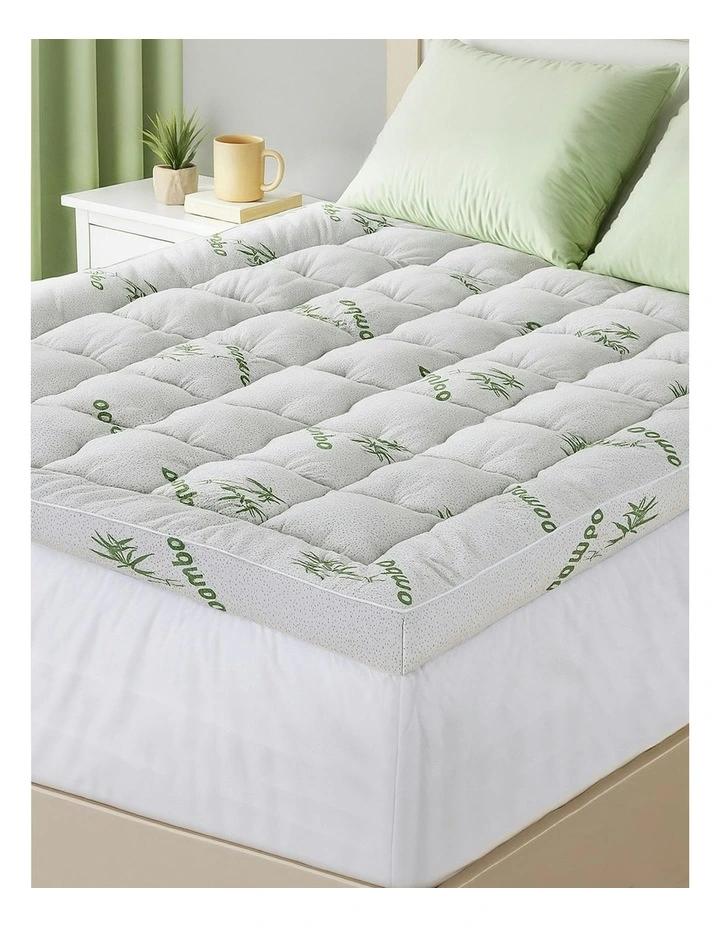 Queen Bedding Pillowtop Topper 11cm in Green/White image 3