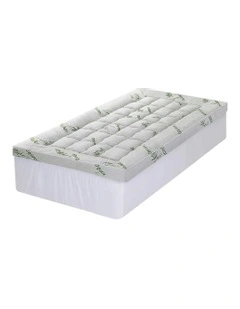 King Single Bedding Pillowtop Topper 11cm in Green/White