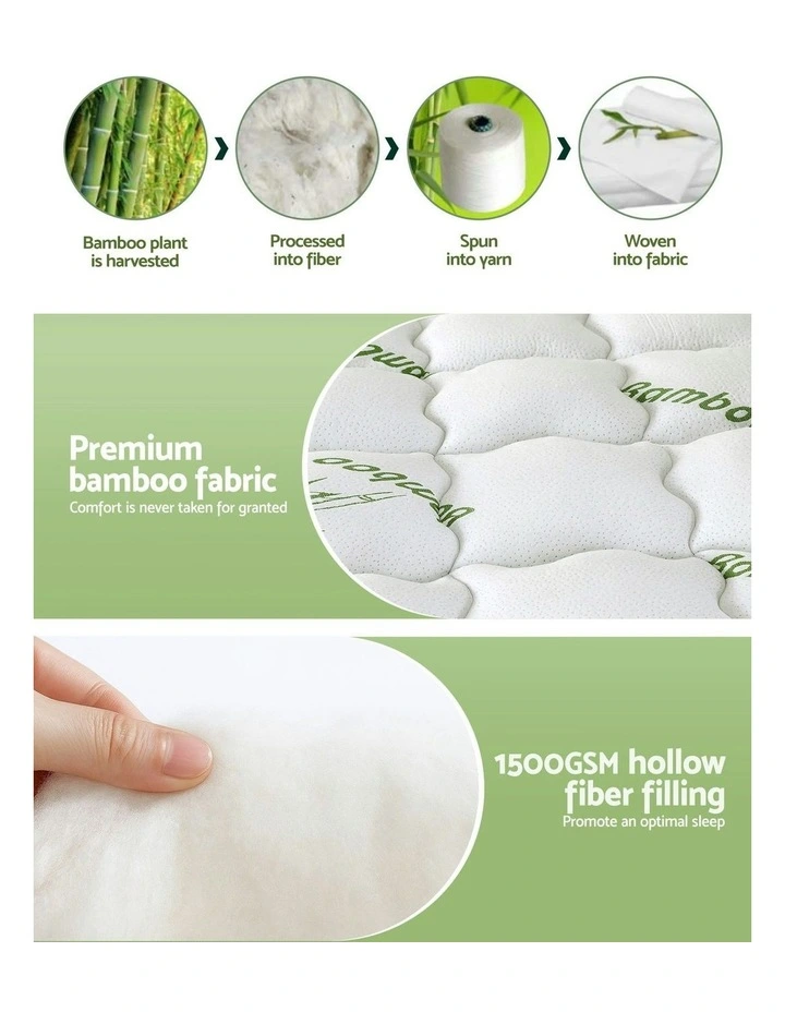 King Single Bedding Pillowtop Topper 11cm in Green/White image 6