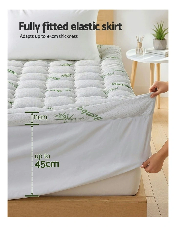 King Single Bedding Pillowtop Topper 11cm in Green/White image 7
