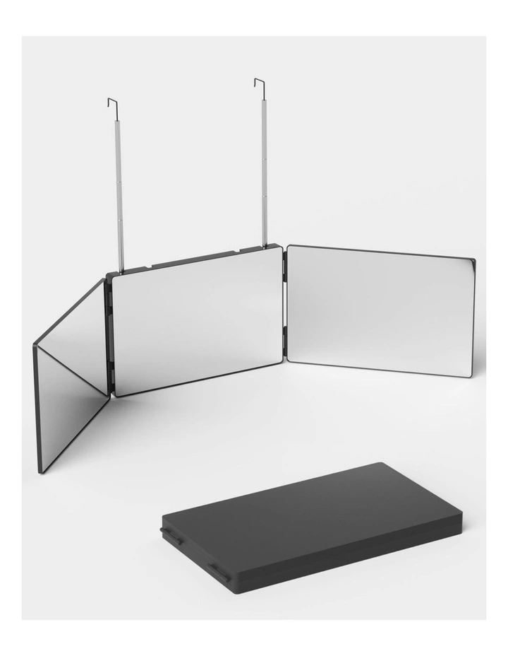 3 Way Telescoping Hook Portable Trifold Mirror in Black image 3