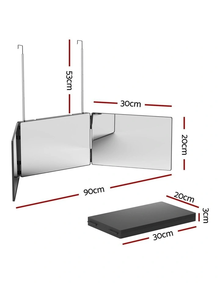 3 Way Telescoping Hook Portable Trifold Mirror in Black image 4