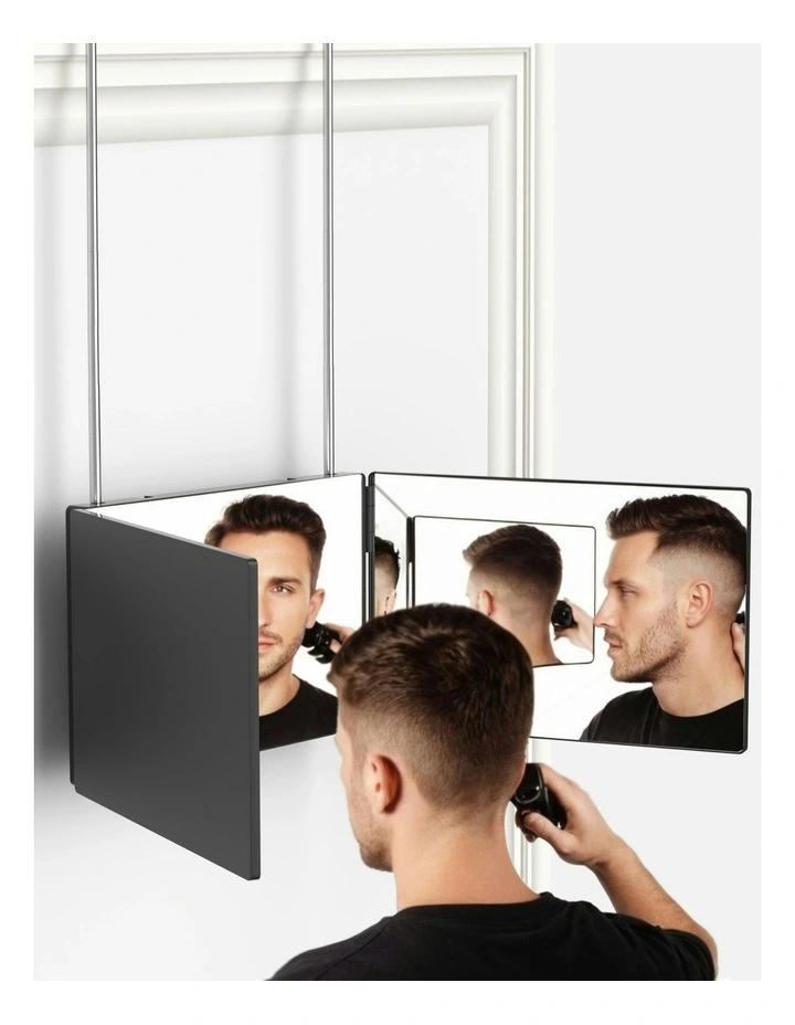 3 Way Telescoping Hook Portable Trifold Mirror in Black image 5