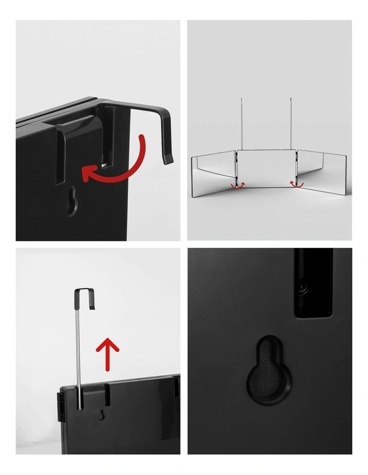 3 Way Telescoping Hook Portable Trifold Mirror in Black image 6