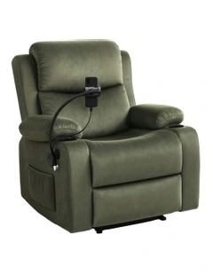 Velvet Massage Recliner Chair with Phone Holder in Green