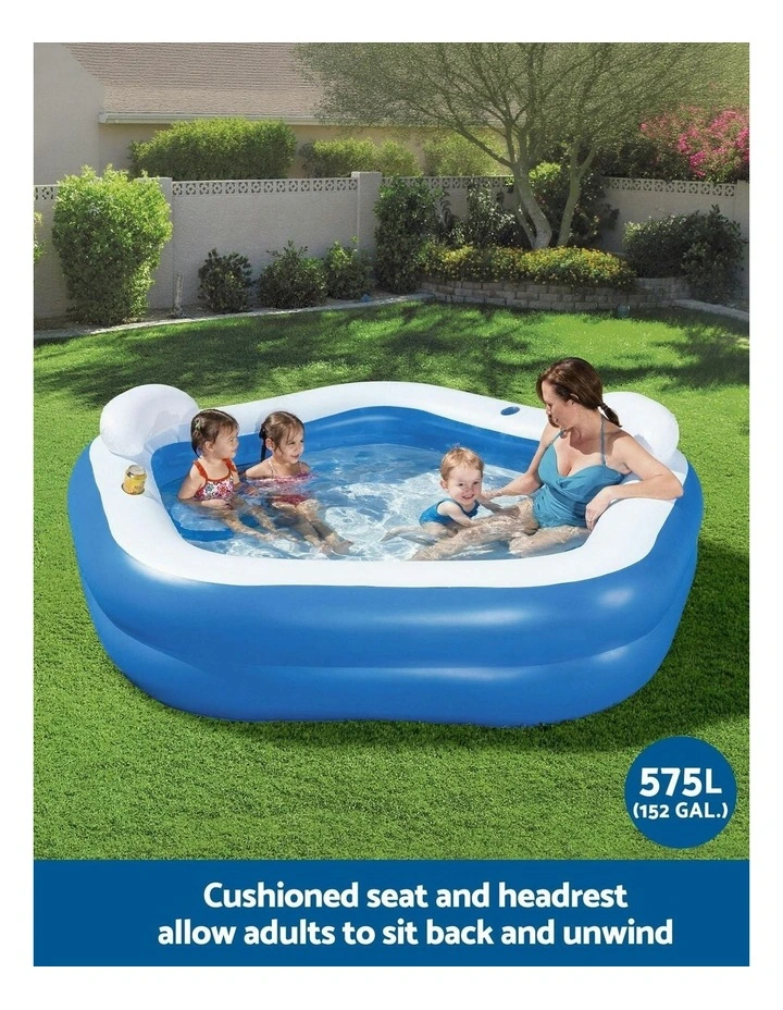 Inflatable Pool Above Ground Pools Seat Cushions Cup Holder 213x206cm in Multi image 5