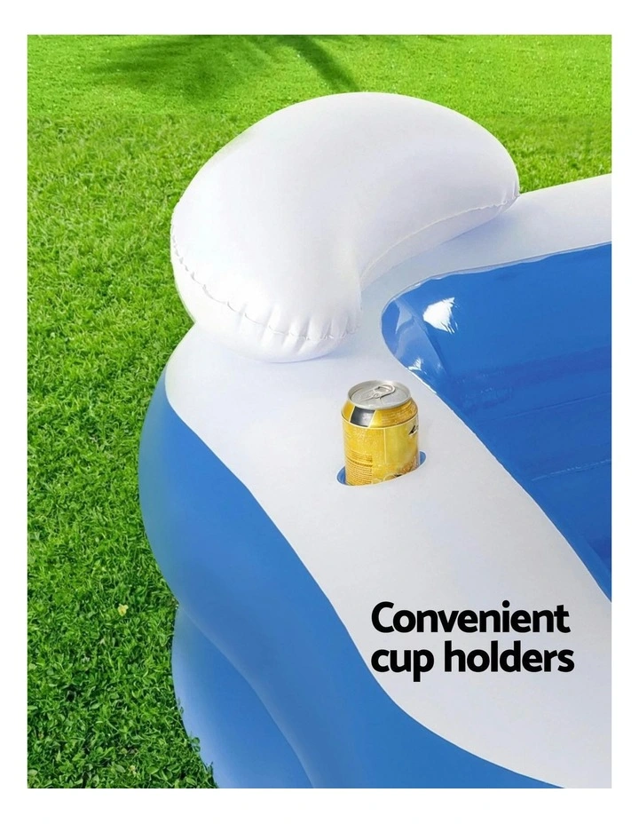 Inflatable Pool Above Ground Pools Seat Cushions Cup Holder 213x206cm in Multi image 6