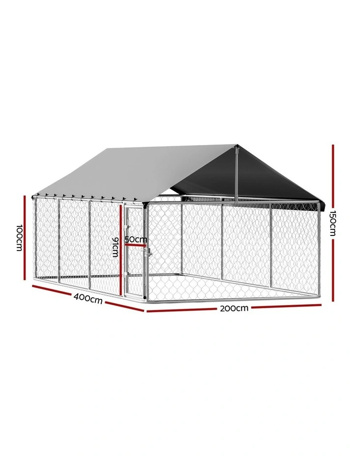 XL Dog Kennel 2mx4m in Silver image 4