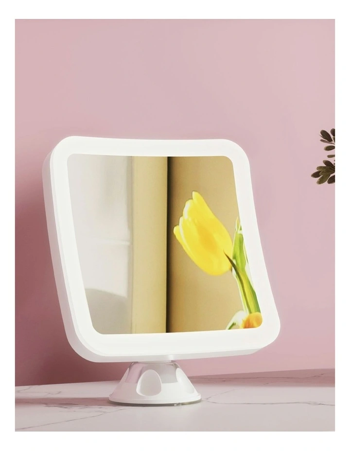 10X Magnification LED Light Adjustable Makeup Mirror in White image 3
