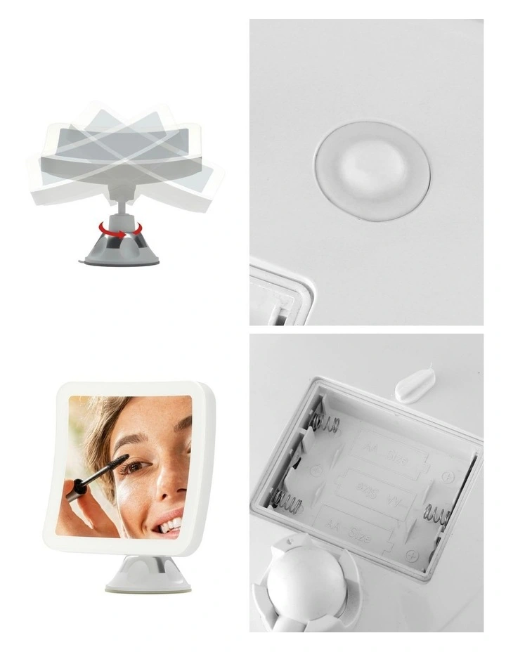 10X Magnification LED Light Adjustable Makeup Mirror in White image 7