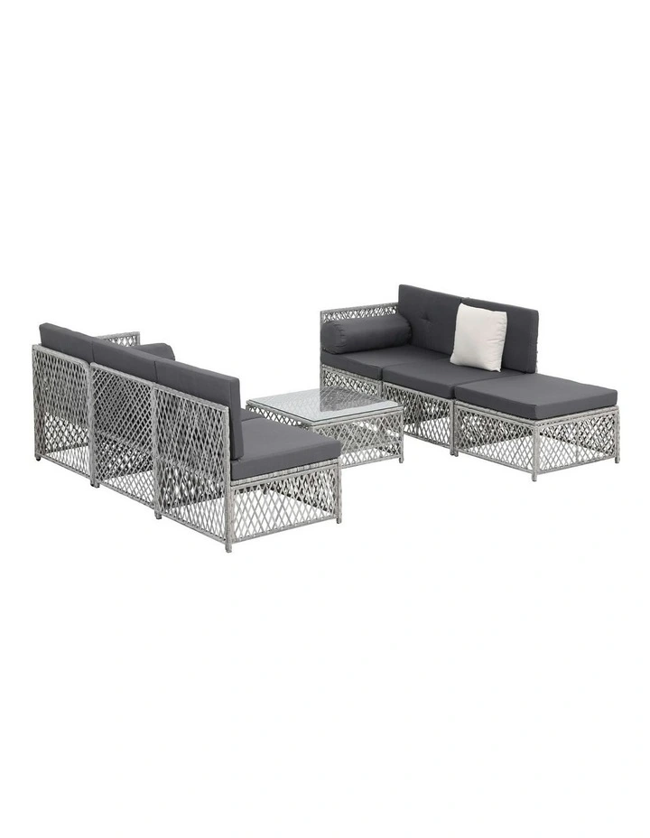 6 Seater Outdoor Sofa Set 7 Pieces in Grey image 2