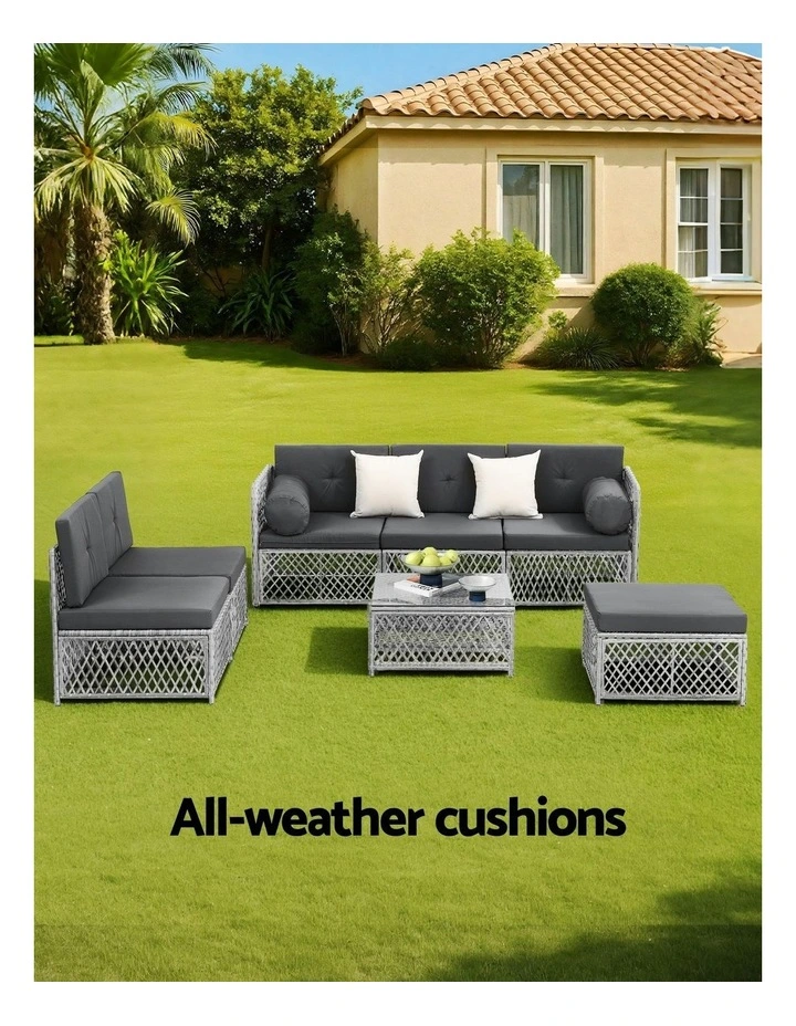 6 Seater Outdoor Sofa Set 7 Pieces in Grey image 5